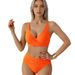 Women's Clothing Sexy Crisscross Twist Two Piece Bikini Swimsuit High Waisted Swimwear_ecoleips.com
