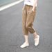 Suitable For All Seasons French Outlet Pure Cropped For Women Elastic Waist Cotton Linen Harem Pants Plus Size Slimming Summer Thin Style_ecoleips.com