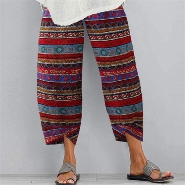 Suitable For All Seasons Spring Summer Women's Multi-color Print Fashion Loose Pocket Cotton Linen Casual Pants For Women_ecoleips.com