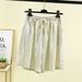 Suitable For All Seasons 2024 Artificial Cotton Silk Wide-Leg Shorts Women, Summer Loose Plus Size, Artistic Casual Thin 5/8 Length Hot Pants_ecoleips.com