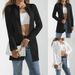 Textured Knit Blazer Cardigan – Longline Woven-Look Cover-Up With 3d Cable Stitch (White/Black, S-Xxl)_ecoleips.com