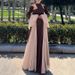 Stand Up Collar Zipper Trumpet Chiffon Sleeves Long Temperament Elegant Big Swing Dress_ecoleips.com