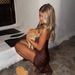 Summer New Arrival Sexy Slim Fit Dress Cutout Lace Up Metal Detail Slit Bodycon Dress_ecoleips.com