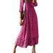 2025 European American Summer New Fashion Women's V-neck Long Dress With Waist-Cinching Floral Print And Flared Hem_ecoleips.com