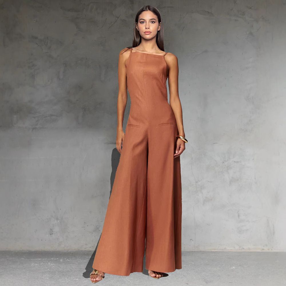 Women's Sleeveless Jumpsuit – Loose Wide Leg Romper For Summer Vacation, Casual Boho Style_ecoleips.com