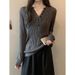 High-End Korean-Style Design With Heavy Glitter V-Neck Knit Sweater For Women, Featuring A Relaxed Long-Sleeved Top._ecoleips.com