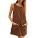 Women's Corduroy Sleeveless Y2K Jumper Dress, Vintage Aesthetic Fall Winter Casual Mini Dress For Women_ecoleips.com