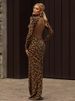 Nibber Leopard Print Maxi Dress Women Backless Full Sleeve Turtleneck Peach Butt Folds Skinny Fashion Elegant Banquet Vestidos_ecoleips.com