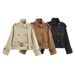 women's double breasted short trench coat – stylish autumn outerwear, lightweight polyester, classic british style, casual & office wear_ecoleips.com