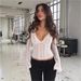 Sexy V Neck Sheer Panel Lace Trim Flared Sleeve Slimming Long Sleeve Dress Women Casual Elegant Inner Wear Bodycon Dress_ecoleips.com