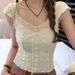Summer Sexy Tube Top Lace V-Neck Slim-Fit High Waist Top Women's Short Sleeve T-Shirt_ecoleips.com