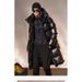 Women's Clothing Black Gold Shiny Long Puffer Coat Winter Warm Hooded Jacket With High Collar, Oversized Pocket, Zipper Closure (S-2XL)_ecoleips.com