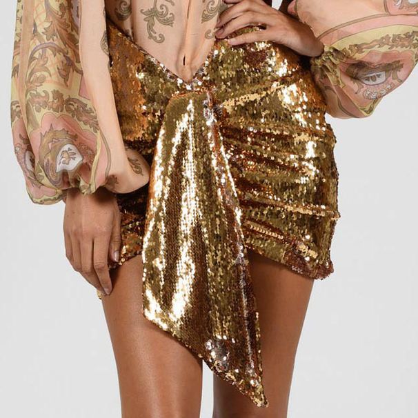 Verve Women's Dress Gold Sequin Irregular Short Hot Girl Half Skirt_ecoleips.com