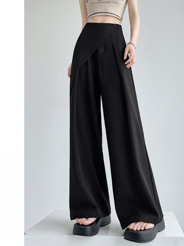 K High End Two-piece Suit With Wide Legs, Women's High Waist Design, Temperament, Straight Leg Casual Suit, Floor Pants_ecoleips.com