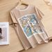 Women's Clothing T Shirt Women's Printed Summer Mulberry Silk Short Sleeved Thin Top_ecoleips.com