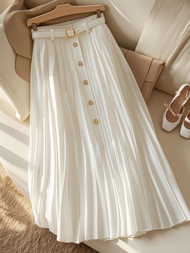 Women's Clothing This Year Popular High End And Beautiful A Line High Waist Skirt Female Pleated Skirt Summer_ecoleips.com