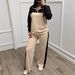 Women's Elegant Sportswear Set Casual Lapel Top Wide Leg Pants Loose Fit Autumn Winter Outfit_ecoleips.com