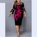 Plus Size Mesh Patchwork Dress – Digital Print Streetwear Maxi Dress With 3/4 Sleeves – Curve-Embracing Fit For Bold Women (6 Vibrant Colors)_ecoleips.com