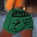 Plus Size Women's Fashionable Letter Print Tight Shorts For Summer_ecoleips.com