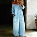 2026 Spring Fashion Single Breasted Shoulderless Strap Pants With Loose Water Washed Cowboy Jumpsuit For Women_ecoleips.com
