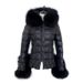 Women's Winter Hooded Down Jacket With Faux Raccoon Fur Trim, Slim Fit, Mid-Length, Warm Thick Polyester Puffer Coat For Cold Weather_ecoleips.com