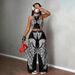 Retro Animal Print Halter Neck Cami With Wide-Leg Pants Set, Comfortable Loungewear For Women, Two-Piece Outfit For Casual Style_ecoleips.com
