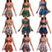 Tropical Floral Print Halter Neck Bikini Set Backless Mesh Skirt And Pants Two Piece Sexy Vacation Style for Women_ecoleips.com
