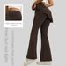 Juyitang Women's Wrinkled Flared Skirt Pants Hip Lifting Yoga Sportswear Slightly Flared Fake Two Piece Raised Waist_ecoleips.com