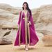 Entu 3002 Women's Muslim Ribbon Patchwork Long Robe Two-Piece Set With Belt Chiffon Dress_ecoleips.com