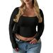 Women's Y2K Yoga-Style Long Sleeve T-Shirt & Tank Top Solid Color Trendy Casual Athletic Wear_ecoleips.com