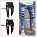 New European And American Men's Hip-hop Slim-fit Ripped Skinny WISH Badge Plus-size Jeans New Women's Style_ecoleips.com