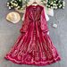 Vintage Embroidered Peplum Dress – Floral Lace Collar, High Waist & Flared Hem For Timeless Elegance (Multiple Colors, One Size)_ecoleips.com