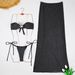 New 2025 European And American Style Women's Bikini Push up Strapless Swimsuit Polka Dot Long Dress Three Piece Sexy Swimwear_ecoleips.com