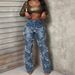 Vintage Stretch Denim Jeans For Women – Distressed Washed & Patchwork Design (XS-XXL, Mid-Rise, Retro Blue & Indigo)_ecoleips.com