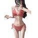 Women's 3-Piece Striped Bikini Set With Shorts Cover-Up For Beach Pool Vacation_ecoleips.com