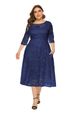 Large Size Women's New Evening Dress Bridesmaid Dress Lace Pocket Dress_ecoleips.com