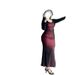 C1I Set 100kg Strap Mermaid Dress Plus Size Pure Desire Sexy Ruched Slimming Long Sleeve Open_ecoleips.com