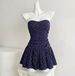 Strapless Floral Camisole for Women Pure Alluring Design Slim Fit Ruffled Hem Hair Tie Included Commuter Style Top_ecoleips.com