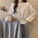 American-style Real Shot Of Korean Autumn Round-neck Buttoned Waist-slimming Long-sleeve Short Pullover Sweatshirt For_ecoleips.com