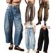 Women's Relaxed Straight Leg Jeans – Mid-Rise Comfort Denim With Vintage Wash & Animal Print Options (S-XXL)_ecoleips.com