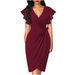 2023 European And American Cross-Border Trade Sweet Style Elegant Twist Slim Waist Ruched Solid Color Dress For Women_ecoleips.com