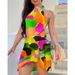 Women's Floral Print Backless Tie-Wrap Summer Dress With Ruffle Hem - Breathable Polyester Blend, Sleeveless Cocktail Dress For Party & Vacation_ecoleips.com