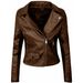 Foreign Trade And American Style European Size Autumn Winter Slim Fit Short Zipper PU Jacket Women's Solid Color Leather_ecoleips.com