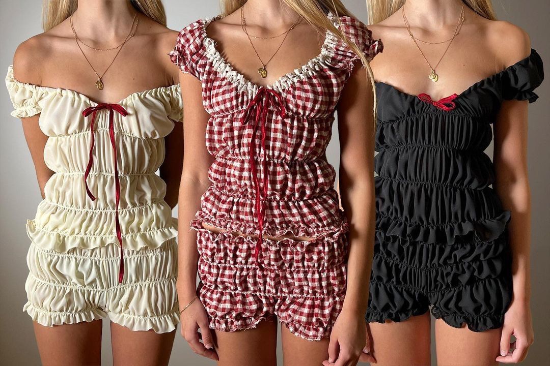Verve 2024 Spring Summer Women's New Pleated Tie Short Sleeve Shorts Slim Fit Casual Set_ecoleips.com