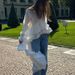 K Uniquely Designed Ruffled Hem With A Drag Down Hem, Women's Shirt With V-neck And Flared Sleeves, Beach Style Top_ecoleips.com