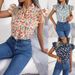Real Shot Of Spring/summer European American Casual Floral Chiffon Blouse With Ruffled Edges And Bow Tie,_ecoleips.com