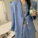 Women's Clothing Long Sleeved Suit Jacket Slanted Pocket Design Casual Shorts Set_ecoleips.com
