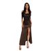 Women's Strapless High Slit Sequined Dress Double Layered Long Skirt CY902301_ecoleips.com