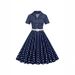Women's Polka Dot Dress Short Sleeved French Style Long Skirt European And American Cross Border Fashion_ecoleips.com
