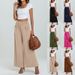 Women's High Waist Casual Pants Loose Fit With Pockets Cotton Polyester Spring/Autumn Bottoms_ecoleips.com